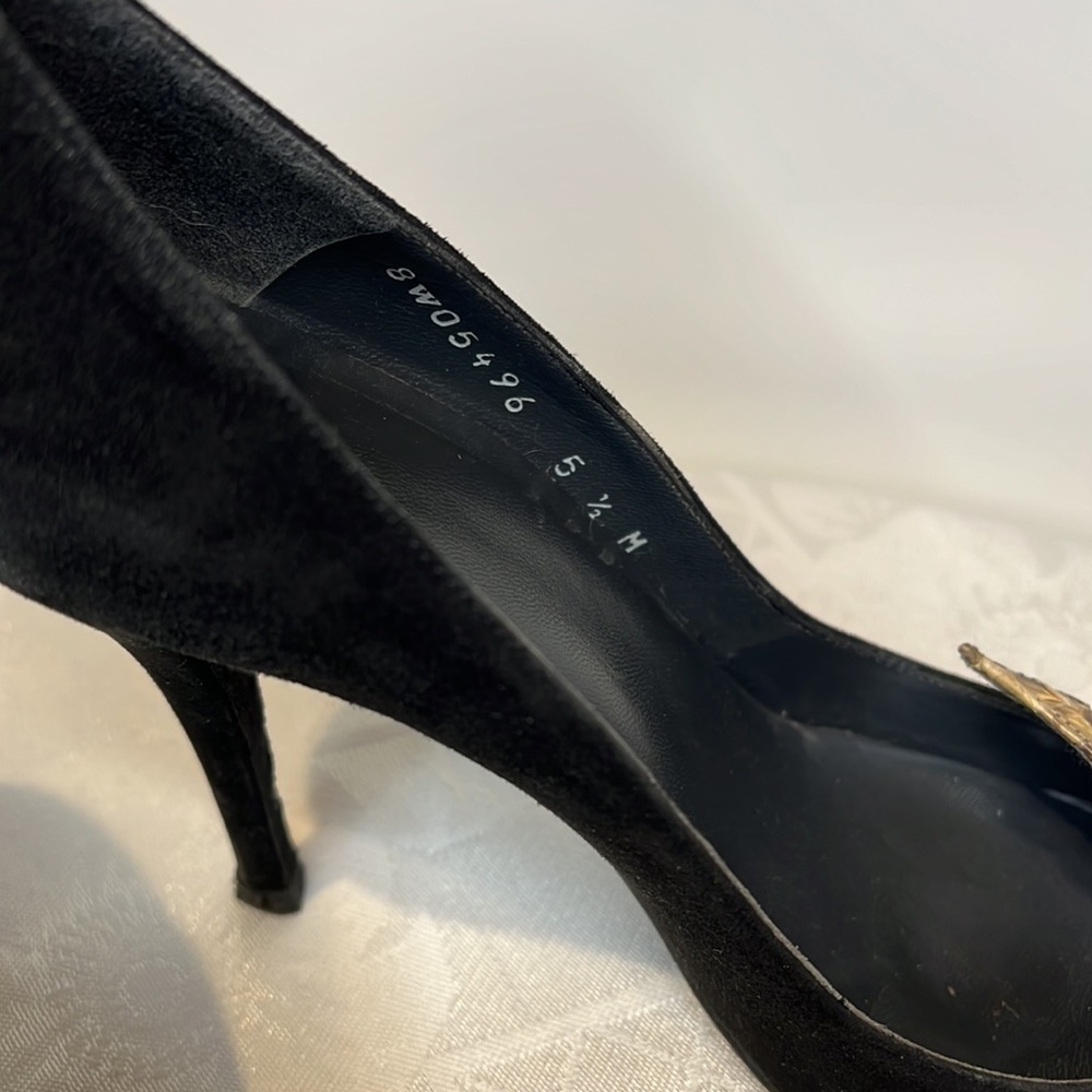 Stuart Weitzman Sz 5.5B Suede Snakeskin Pointed Toe Pumps - Picture 7 of 13